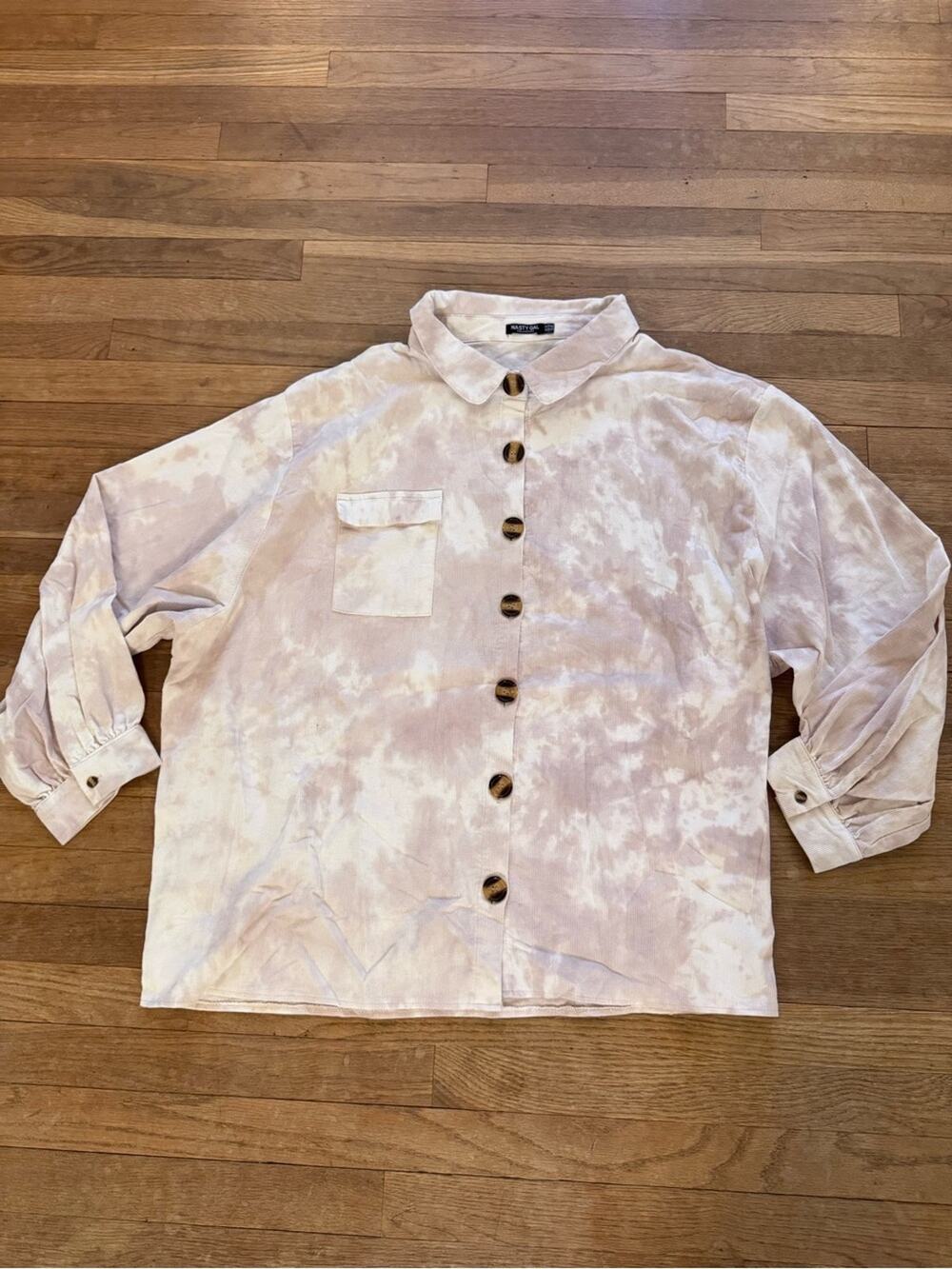 Nasty Gal Women's Tie-Dye Corduroy Button Down Shirt - Size 20
b12